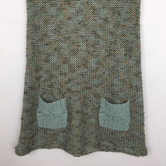 BCBGMaxAzaria Crochet Tunic Dress Mini Dress Green Knit Cap Sleeves - Picture 2 of 8